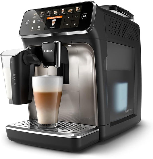 Serie 5400 Kaffeevollautomat EP5447/90 – LatteGo Milchsystem,12 Kaffeespezialitäten,4 Benutzerprofile,Chrom