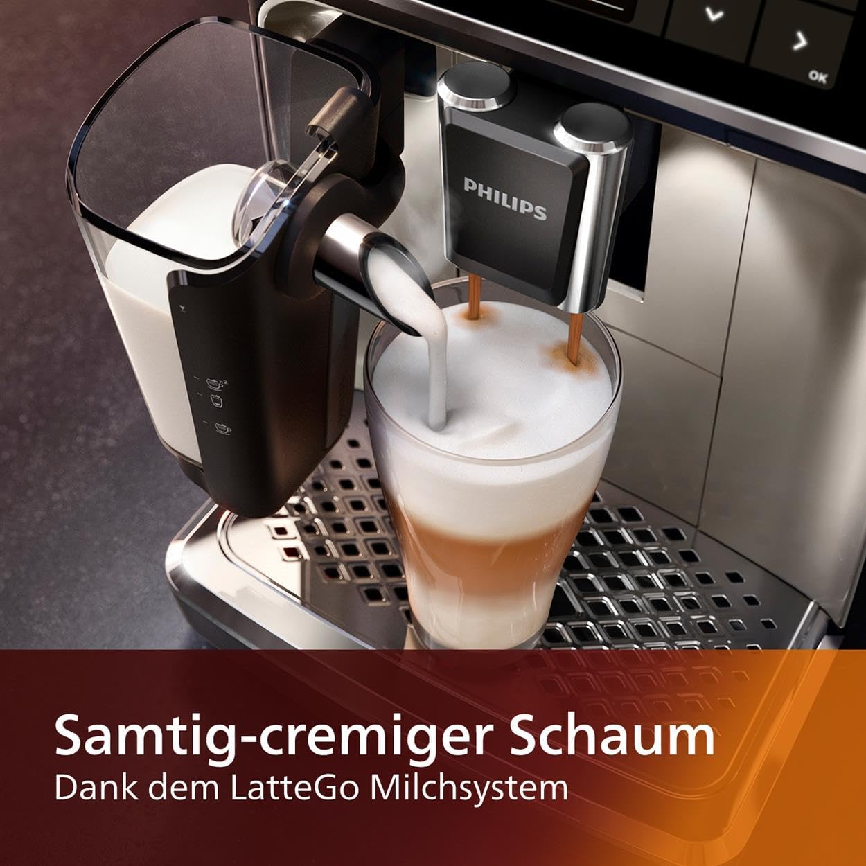 Serie 5400 Kaffeevollautomat EP5447/90 – LatteGo Milchsystem,12 Kaffeespezialitäten,4 Benutzerprofile,Chrom
